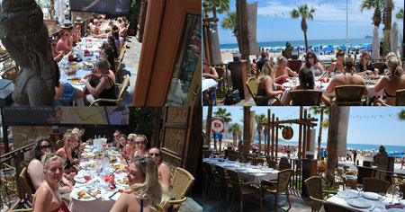 BBQ hen party meal Benidorm beach front